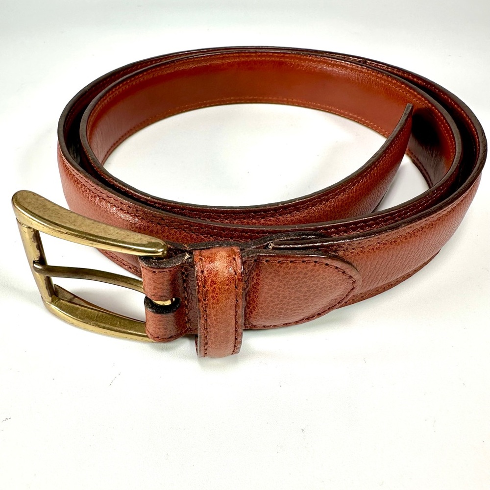Classic Leyva Collection Men's Brown Leather
Belt with Gold Buckle